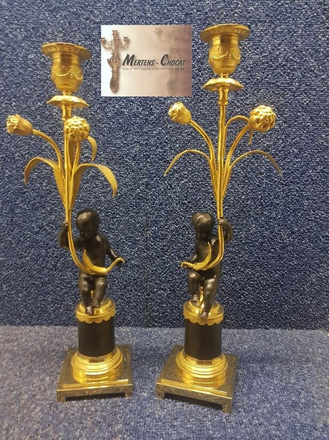 Chandelier dorer et bronzer
Vergulde kandelaar met brons
